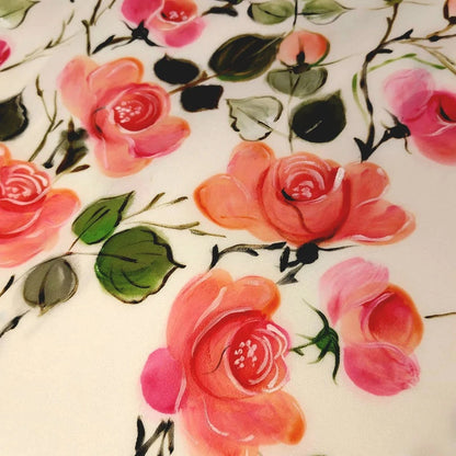 Wild Rose Whispers On Hand-painted Salwar Kameez