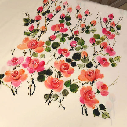 Wild Rose Whispers On Hand-painted Salwar Kameez