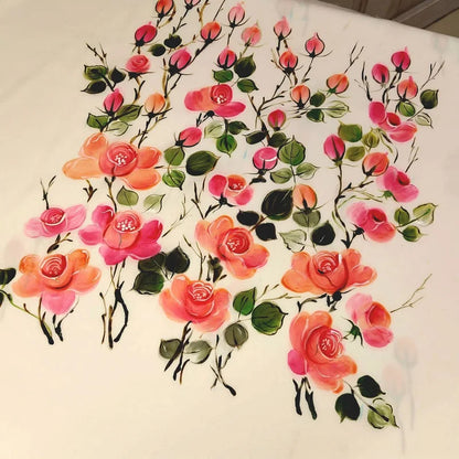 Wild Rose Whispers On Hand-painted Salwar Kameez