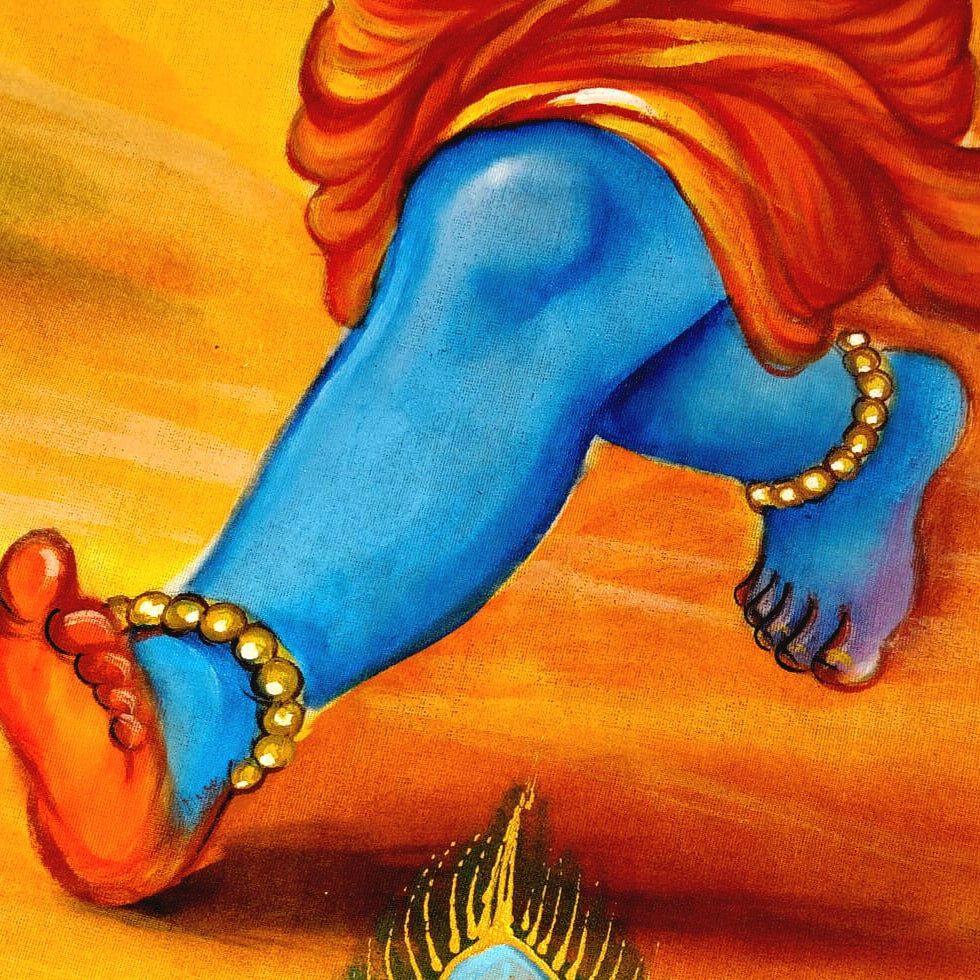Hand-Painted Kerala Kasavu Saree Celebrating Baby Krishna