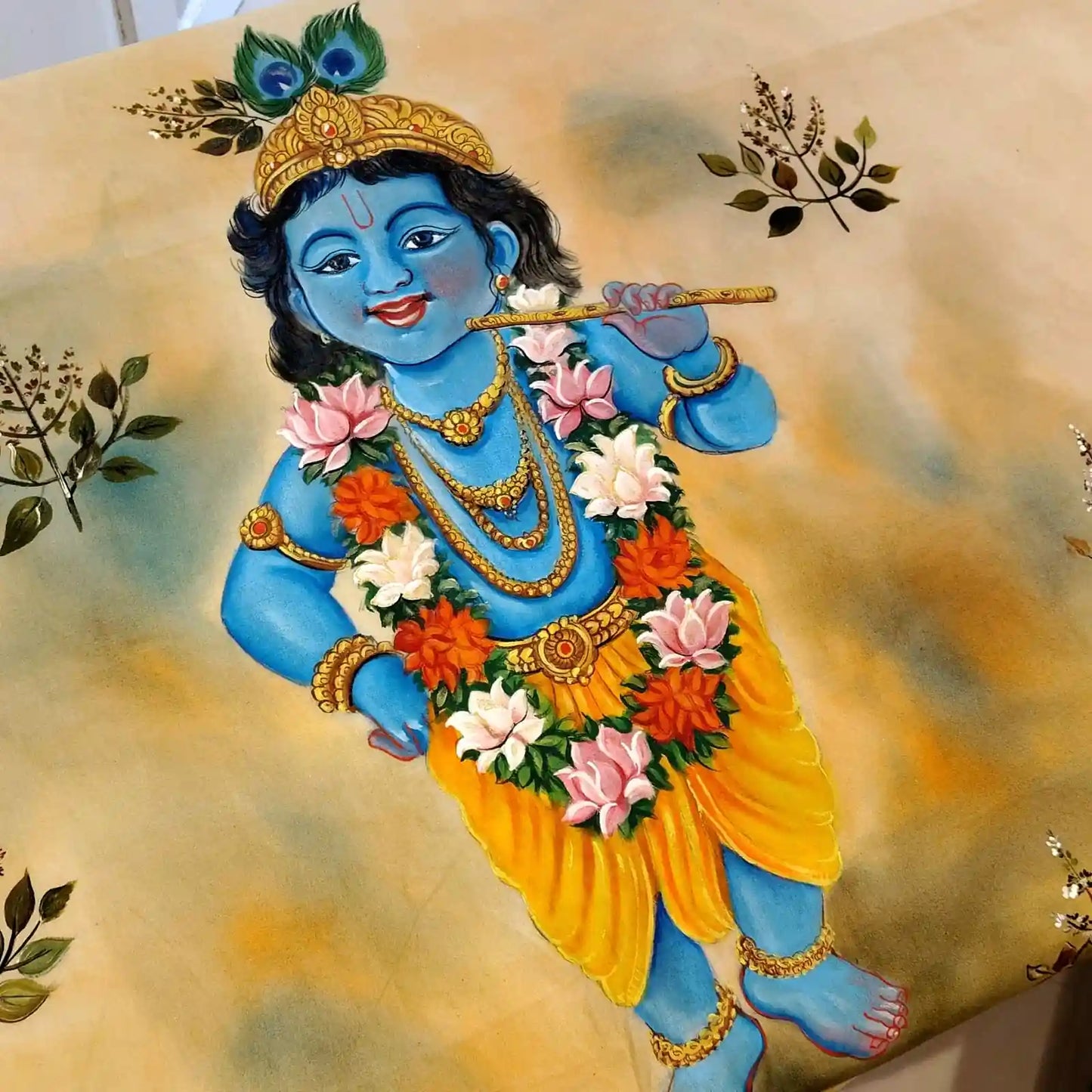 Kerala Saree With Elegant Hand-Painted Little Krishna Motif