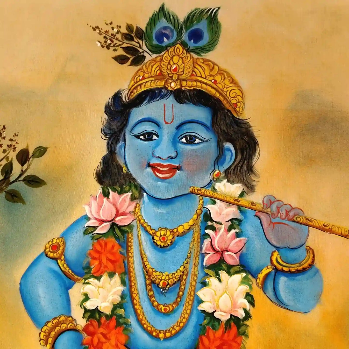 Kerala Saree With Elegant Hand-Painted Little Krishna Motif