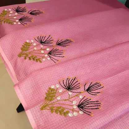 Delicate Hand-Embroidered Beauty On Soft Kota Doria Saree