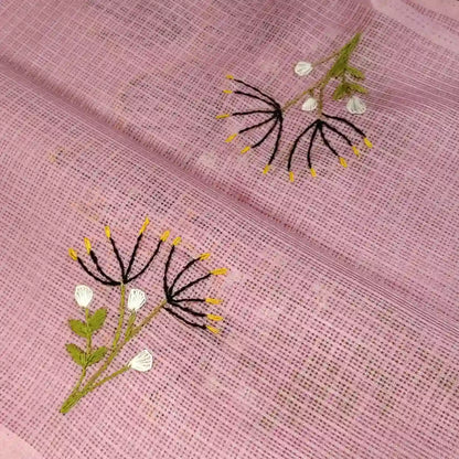 Delicate Hand-Embroidered Beauty On Soft Kota Doria Saree