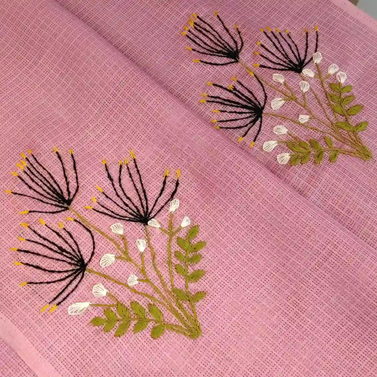 Delicate Hand-Embroidered Beauty On Soft Kota Doria Saree