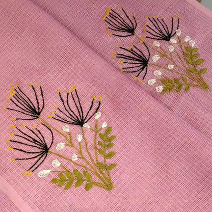 Delicate Hand-Embroidered Beauty On Soft Kota Doria Saree