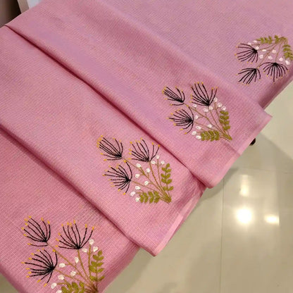 Delicate Hand-Embroidered Beauty On Soft Kota Doria Saree
