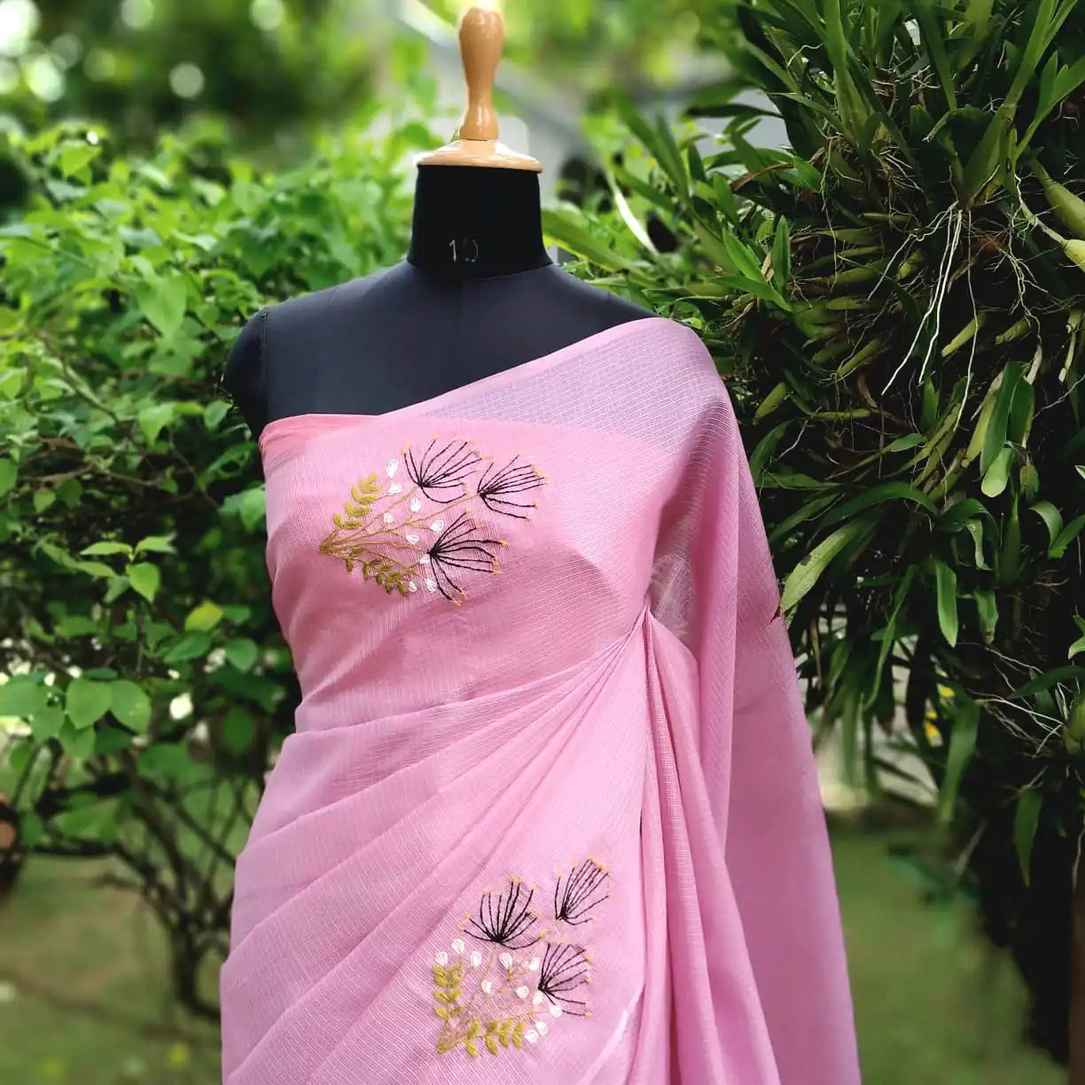 Delicate Hand-Embroidered Beauty On Soft Kota Doria Saree