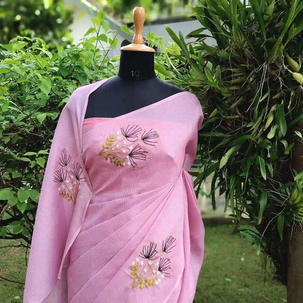 Delicate Hand-Embroidered Beauty On Soft Kota Doria Saree