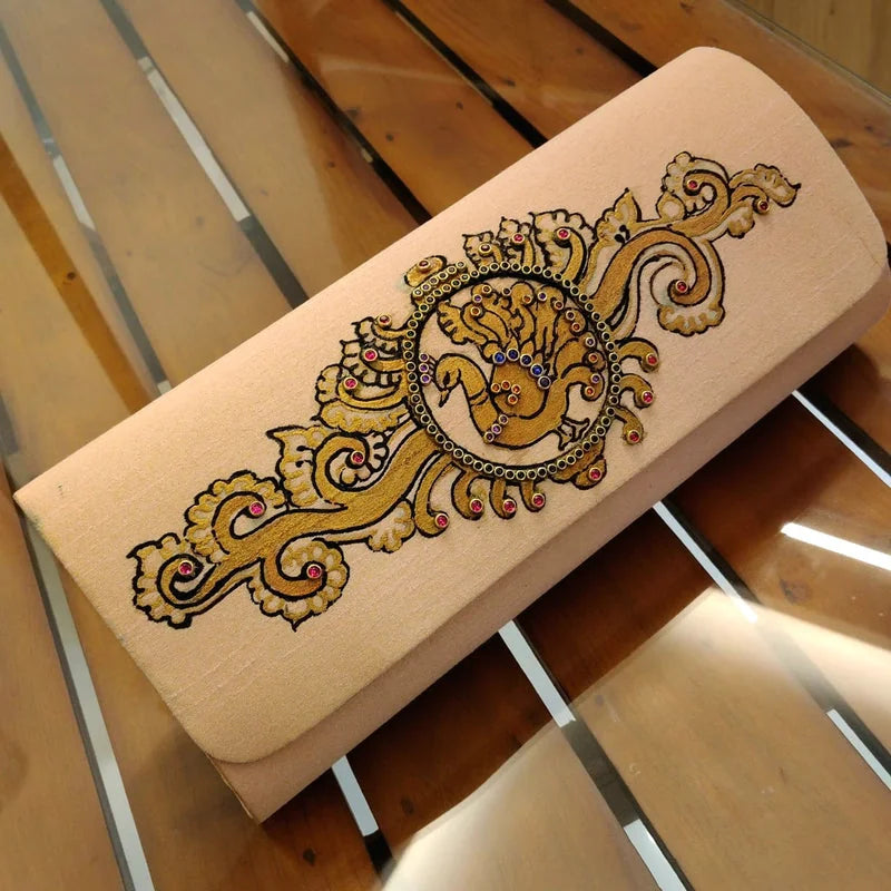 Tanjore Artistry On Hand-Painted Clutch
