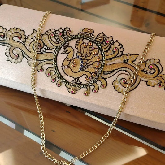 Tanjore Artistry On Hand-Painted Clutch