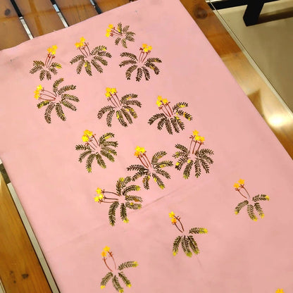 Pure Cotton Kurti Fabric Brought To Life With Wildflower Hand-Painting