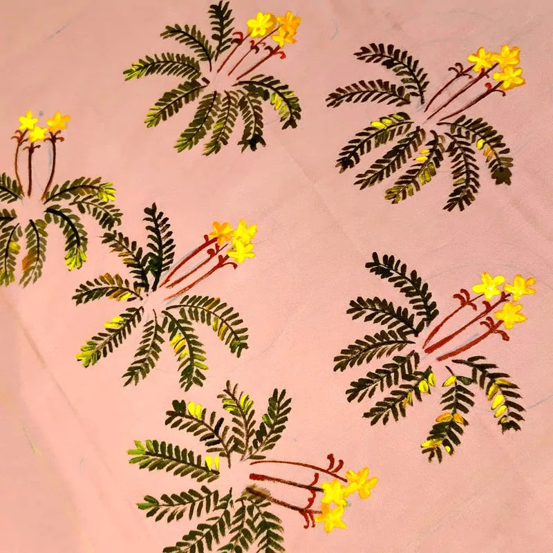 Pure Cotton Kurti Fabric Brought To Life With Wildflower Hand-Painting