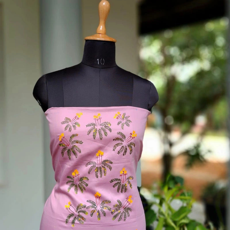 Pure Cotton Kurti Fabric Brought To Life With Wildflower Hand-Painting