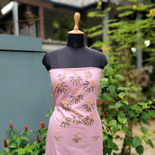 Pure Cotton Kurti Fabric Brought To Life With Wildflower Hand-Painting