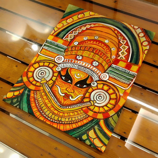 Hand-Painted Fabric Patch with Theyyam Motif