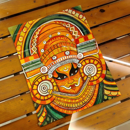 Hand-Painted Fabric Patch with Theyyam Motif
