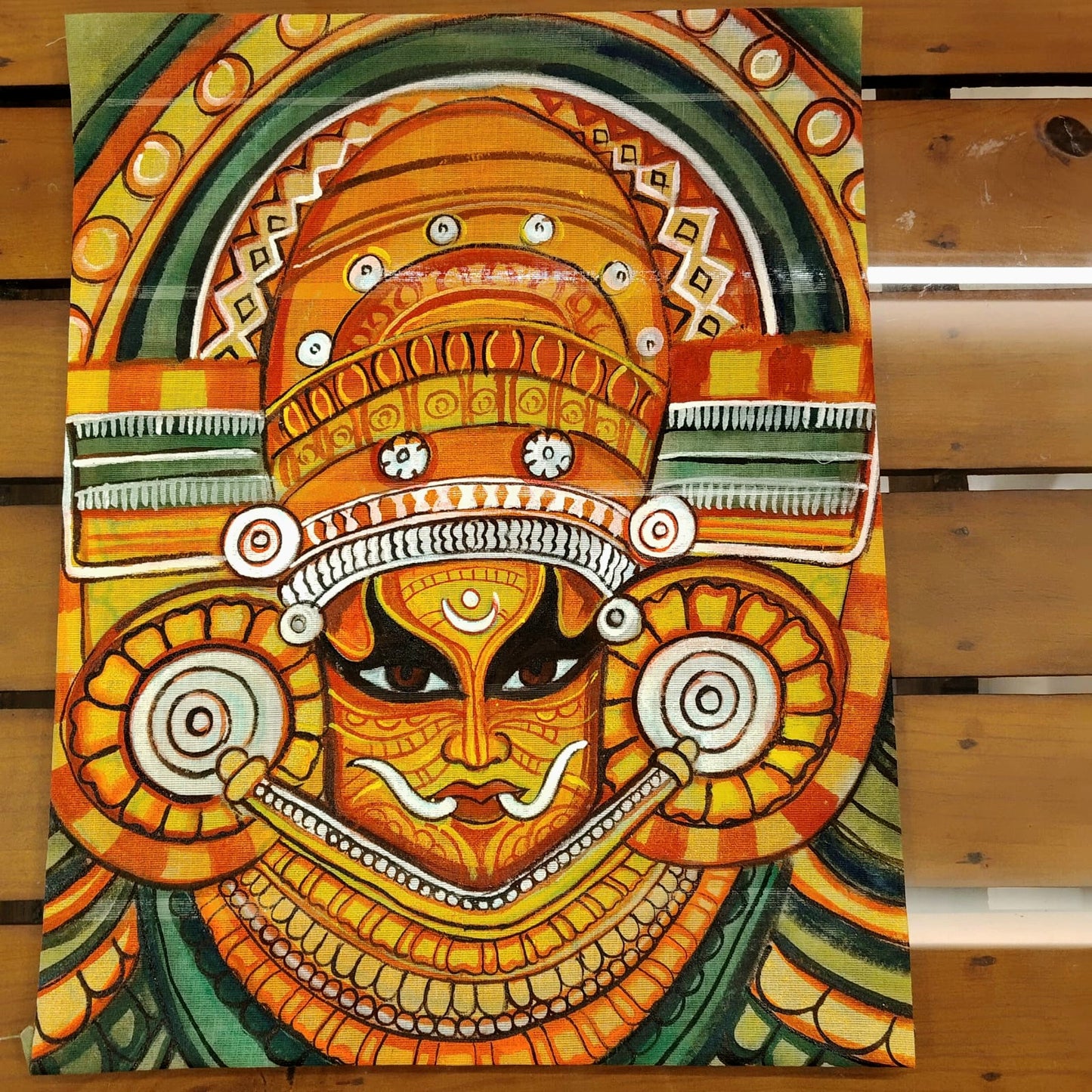 Hand-Painted Fabric Patch with Theyyam Motif
