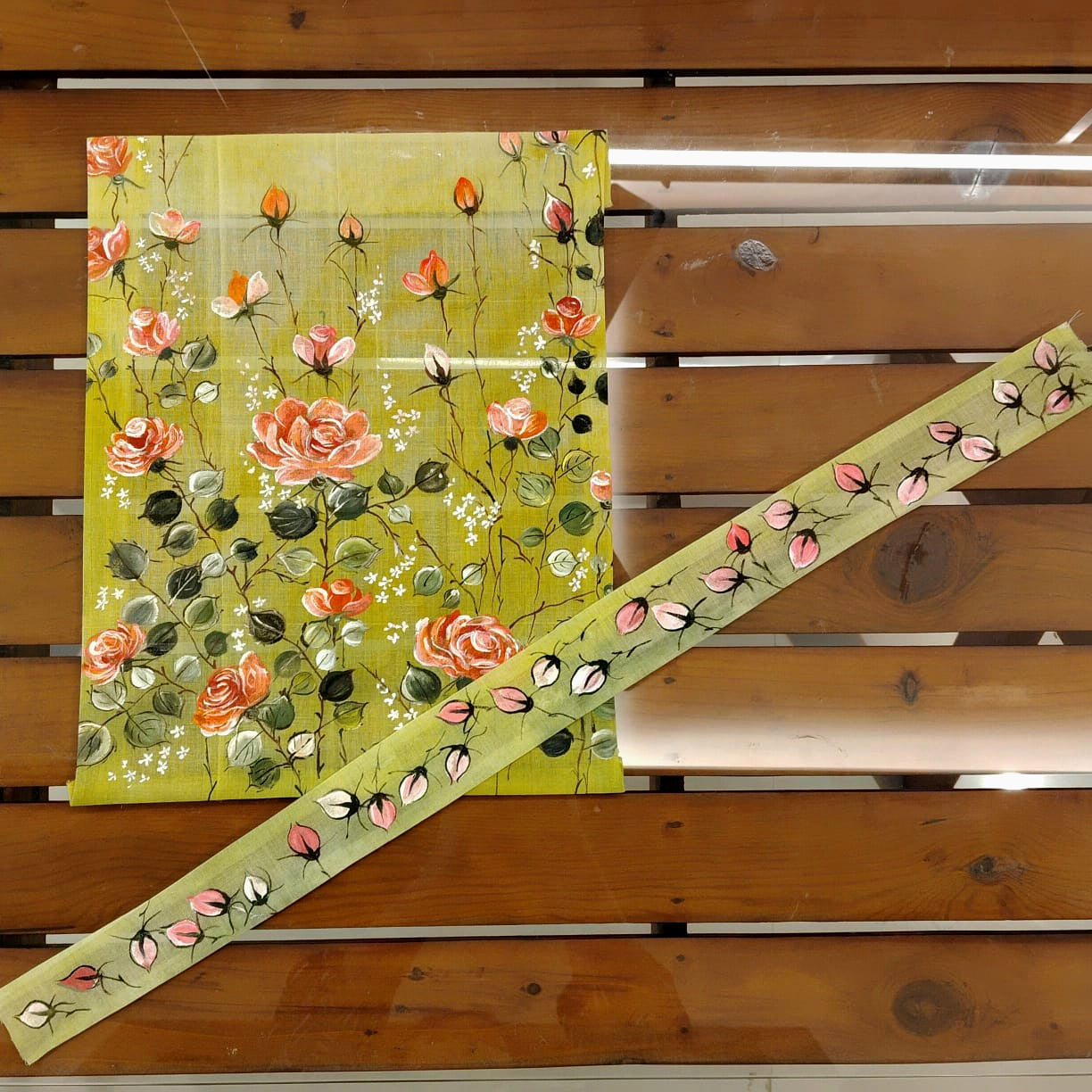 Wild Roses Hand-Painted Fabric Patches