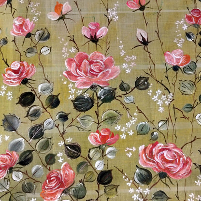 Wild Roses Hand-Painted Fabric Patches