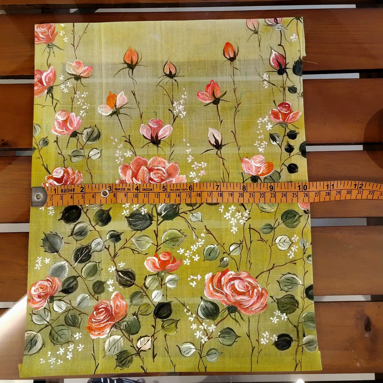 Wild Roses Hand-Painted Fabric Patches