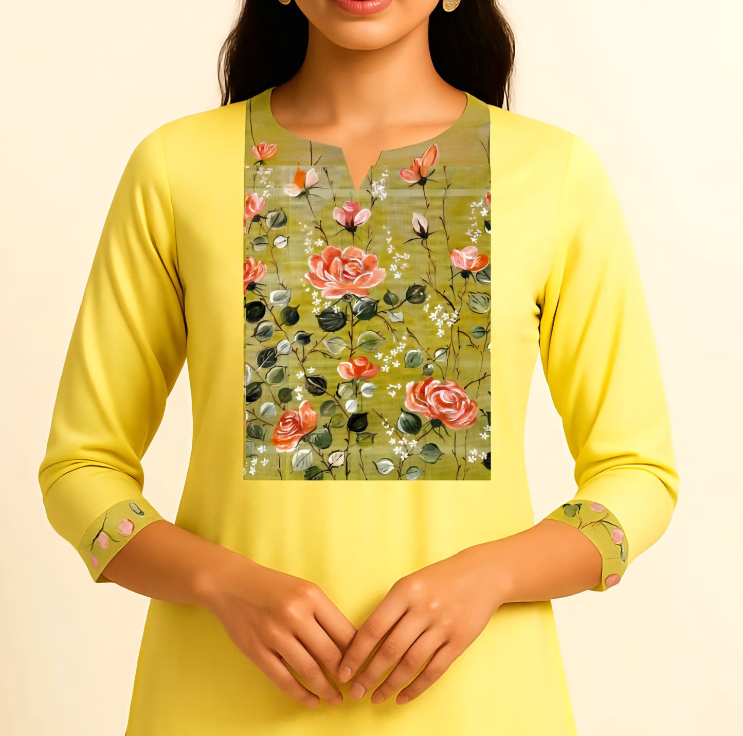 Wild Roses Hand-Painted Fabric Patches