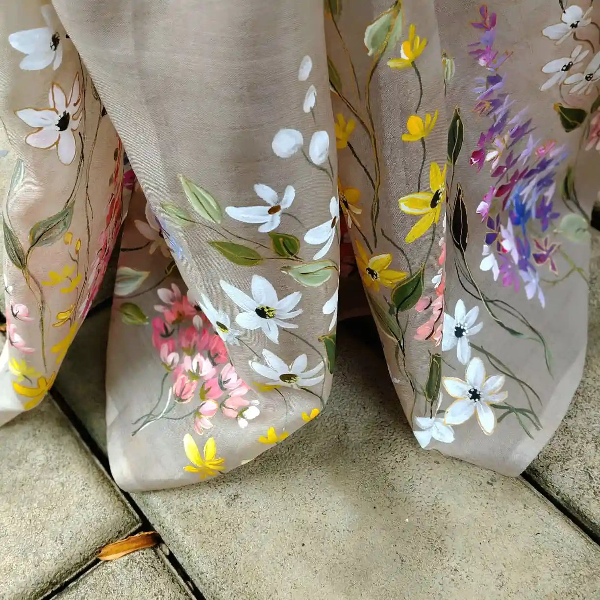 A Dreamy Pure Silk Organza Saree Adorned With Hand-Painted Wild Blooms
