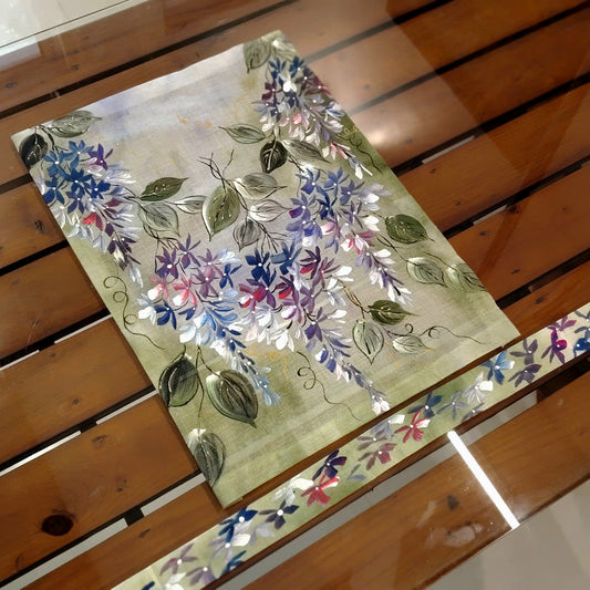 Ready-to-stitch Floral Art Patch, Painted By Hand On Soft Cotton