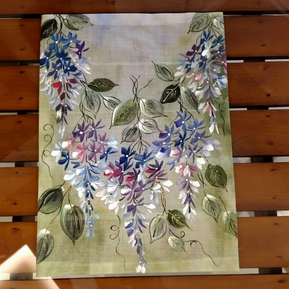 Ready-to-stitch Floral Art Patch, Painted By Hand On Soft Cotton