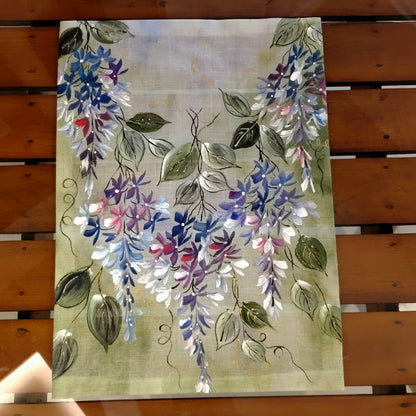 Ready-to-stitch Floral Art Patch, Painted By Hand On Soft Cotton