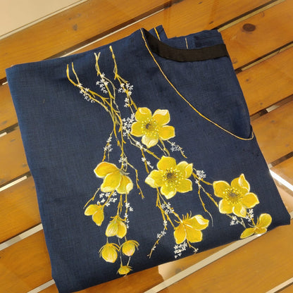 The Graceful Beauty Of This Soft Linen-Cotton hand-Painted Kaftan