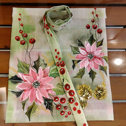 Artistic Hand-Painted Christmas Fabric Appliqué Patches