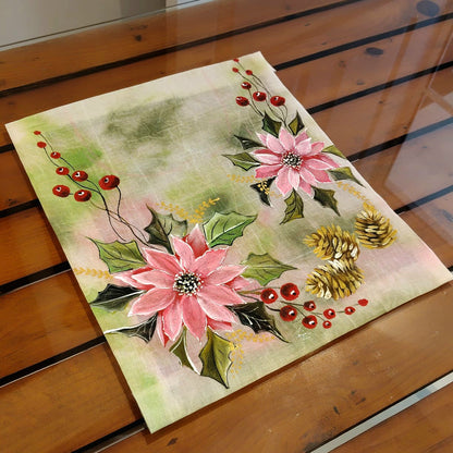 Artistic Hand-Painted Christmas Fabric Appliqué Patches