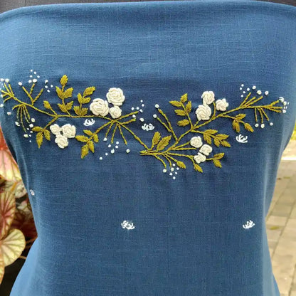 Elegant Hand-Embroidered Kurti Material