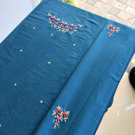 Graceful Hand Embroidery On Premium Kurti Fabric