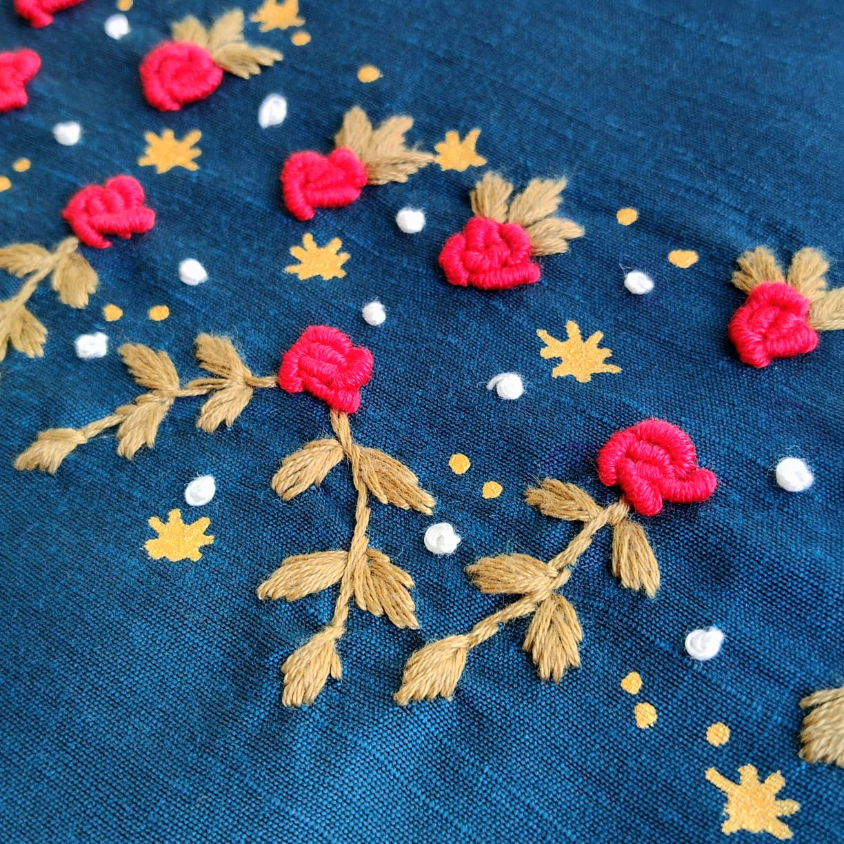 Graceful Hand Embroidery On Premium Kurti Fabric