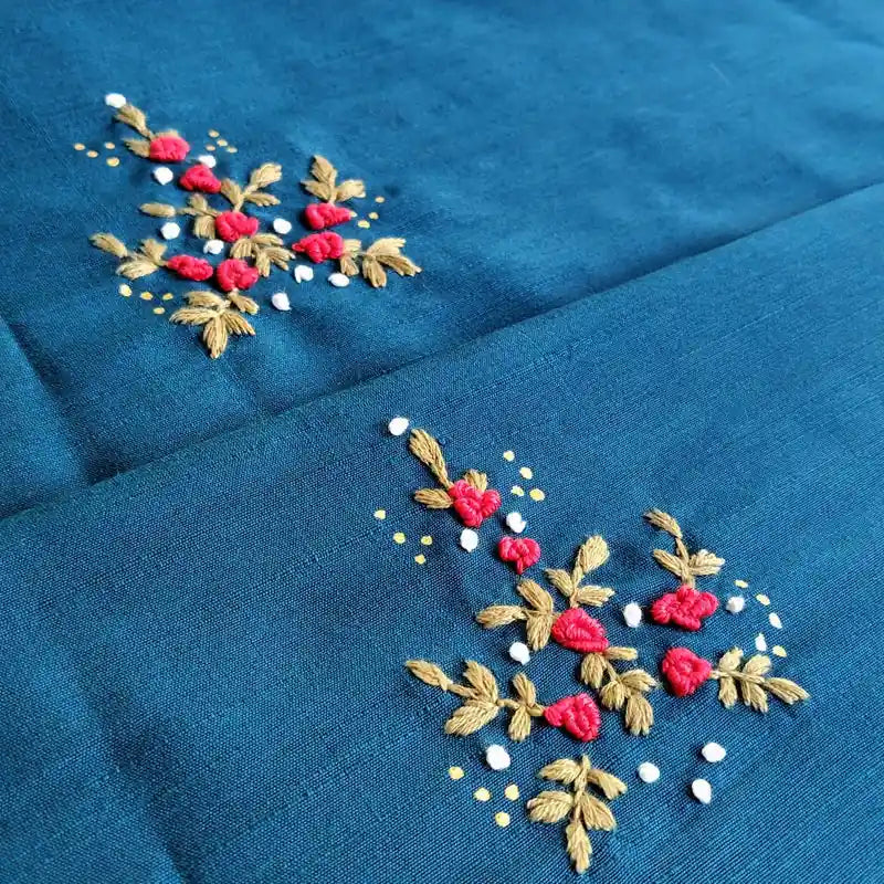 Graceful Hand Embroidery On Premium Kurti Fabric