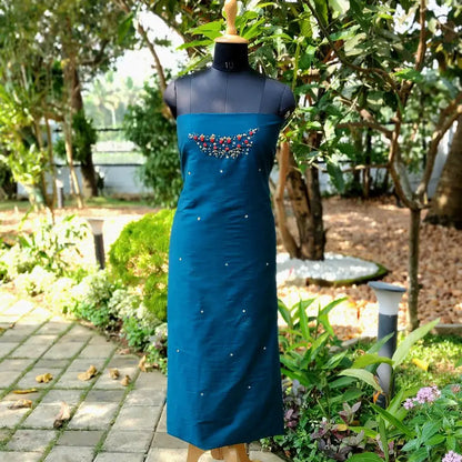 Graceful Hand Embroidery On Premium Kurti Fabric