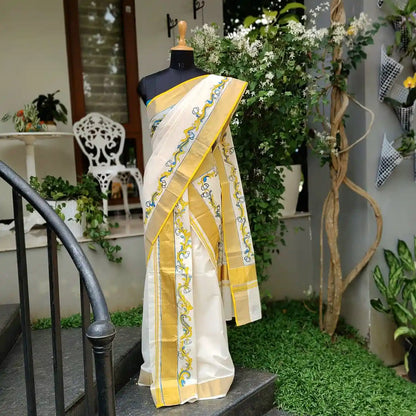 Hand-Painted Kerala Set Mundu