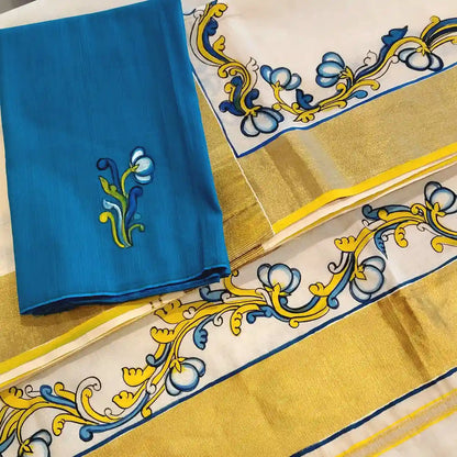 Hand-Painted Kerala Set Mundu