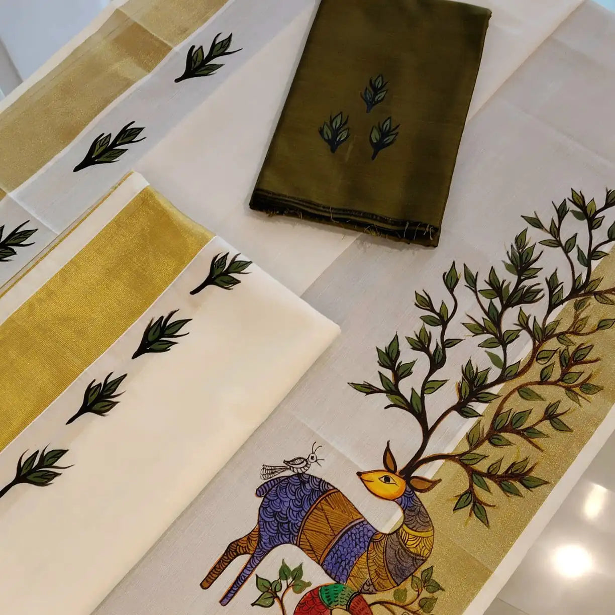 Hand-Painted Kerala Set Mundu