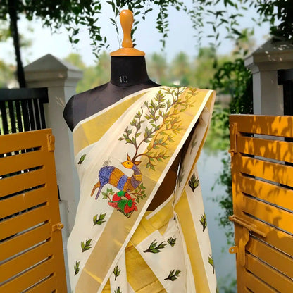 Hand-Painted Kerala Set Mundu