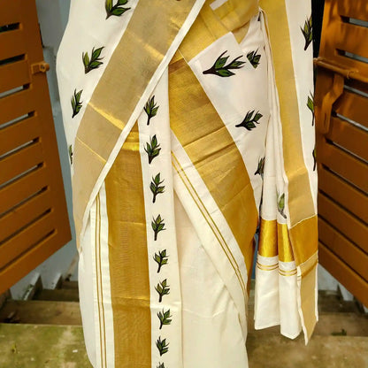 Hand-Painted Kerala Set Mundu