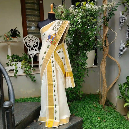 Hand-Painted Kerala Set Mundu