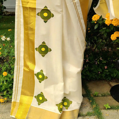 Pichwai Inspired Hand-Painted Mundu Set Mundu