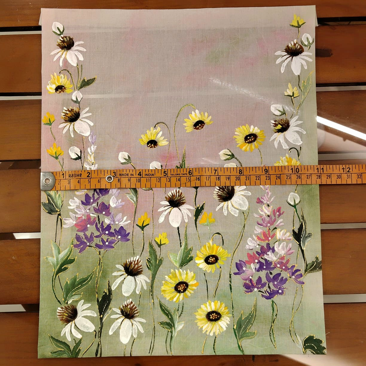 Hand-Painted Wild Flowers Fabric Patch