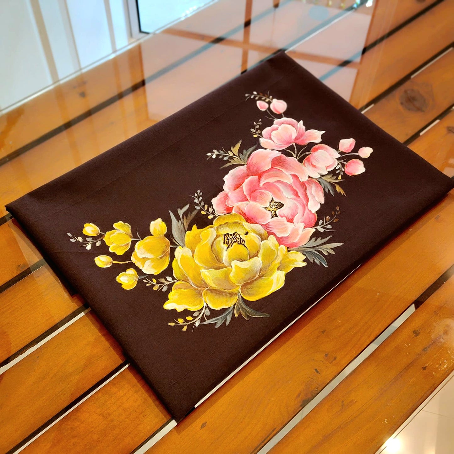 Hand-Painted Cotton Blouse With Floral Charm