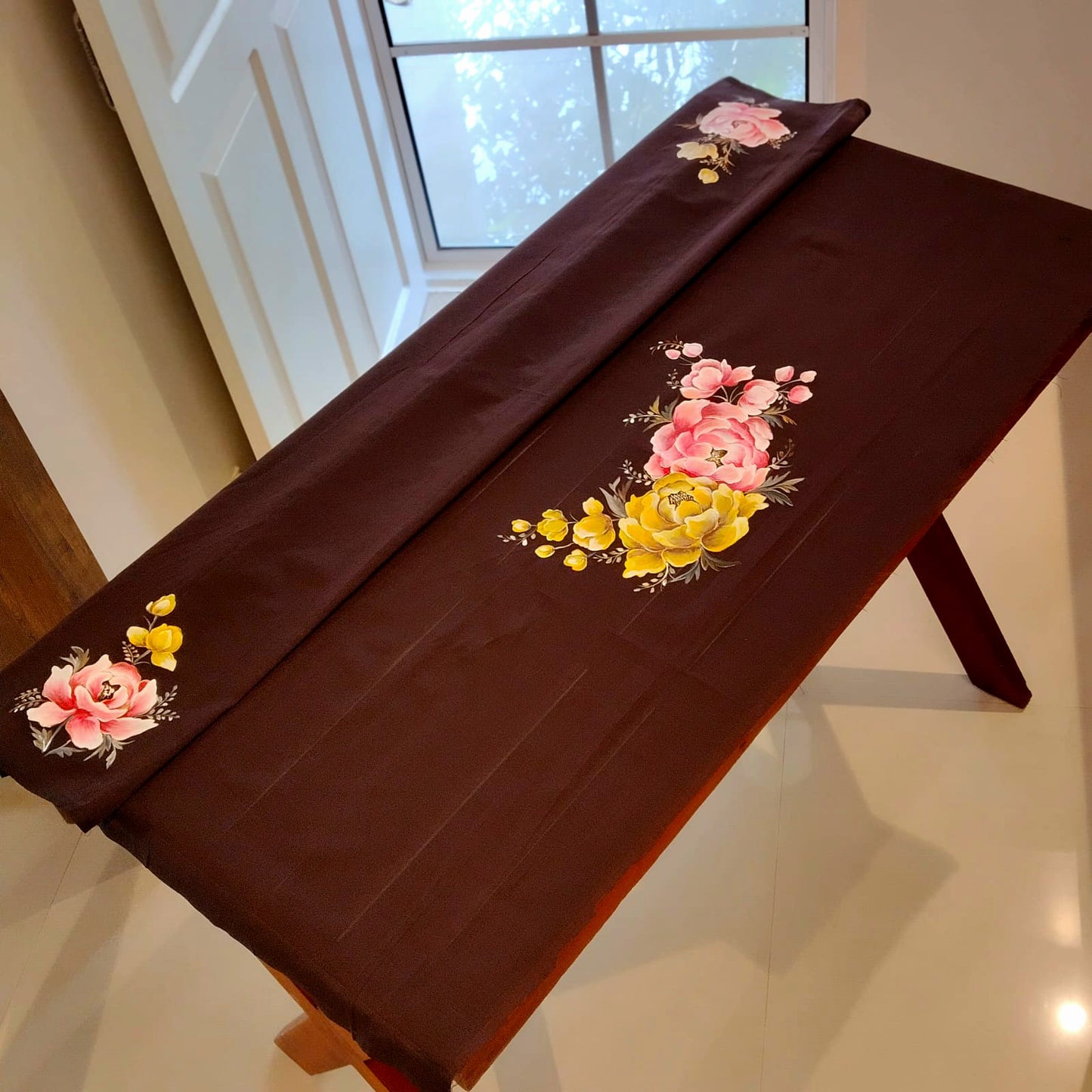 Hand-Painted Cotton Blouse With Floral Charm