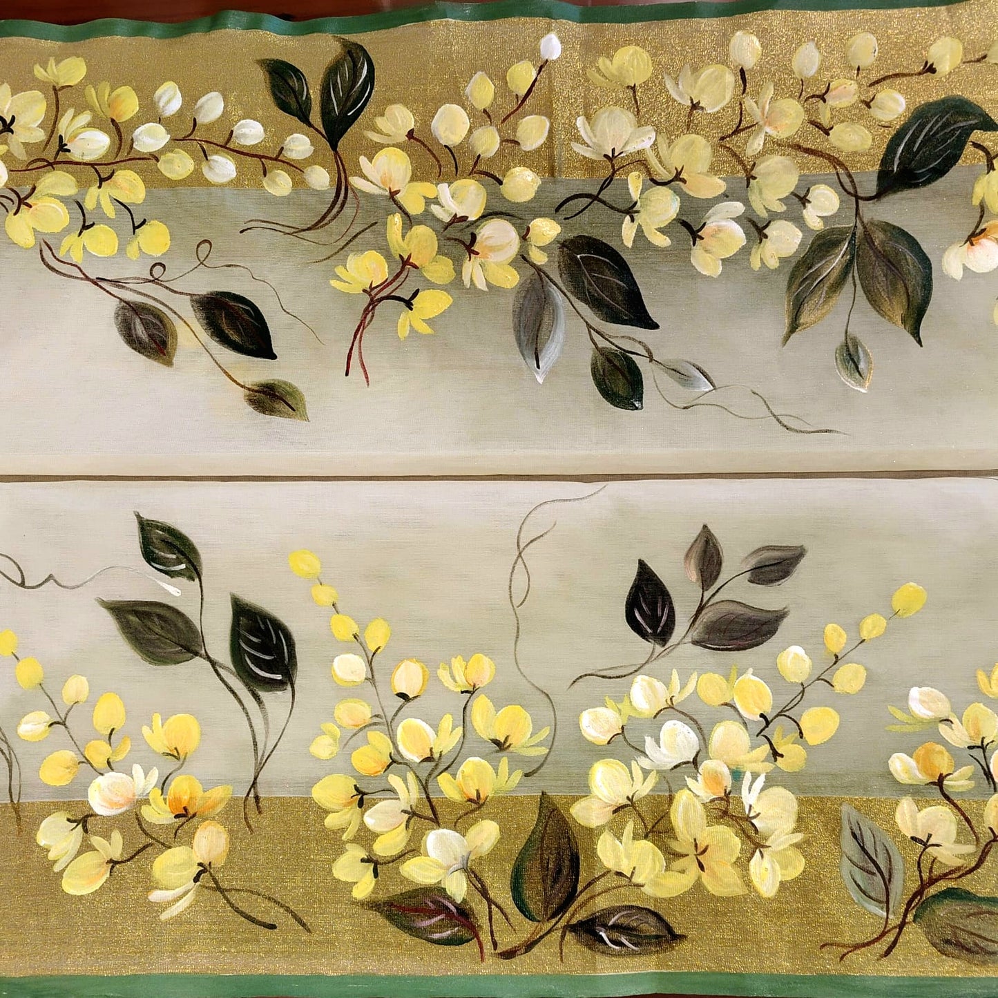 Kanikonna on Kasavu Saree – Hand-painted Elegance