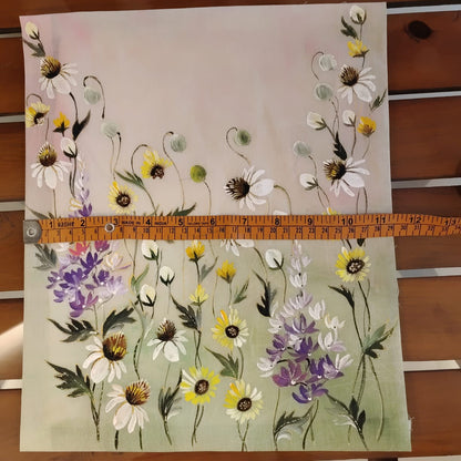 Wild Flowers Hand-Painted on Fabric Patch